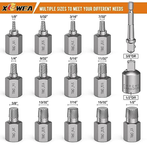 Image of XEWEA Upgrade 3 /8 inch Drive 15 Piece Screw Extractor Set