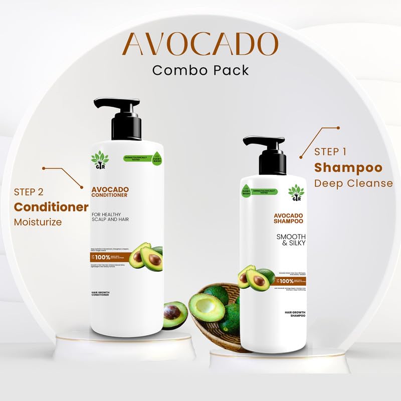 Image of GIR Avocado Shampoo - 500ML & Conditioner - 500ML Combo - Gentle Cleansing and Conditioning Formula for Smooth, Healthy Hair