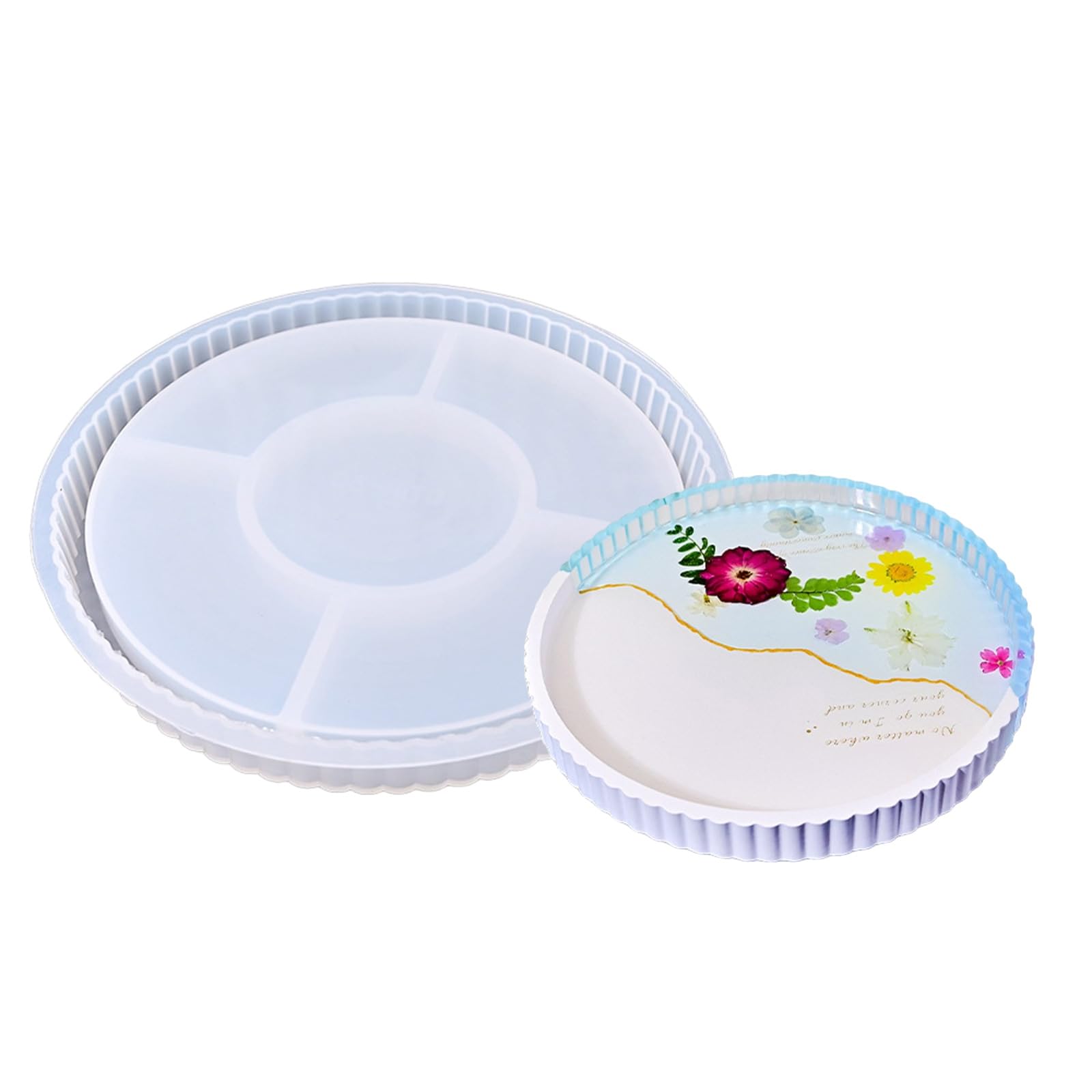 NEWFT Flower Sturdy Silicone Tray Mould for Resin Castes Craft Supplies Dishes Mould for Jewelry Making and Coasters Creation