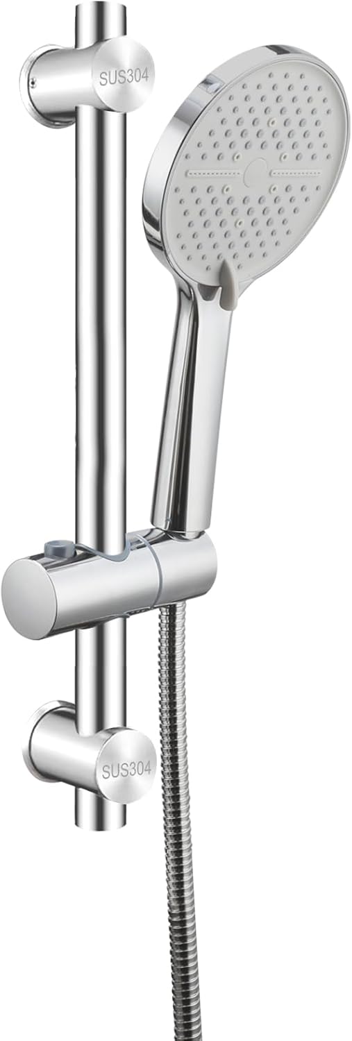 42CM Shower Riser Rail Kit Adjustable Shower Slide Bar with 5-Function ...