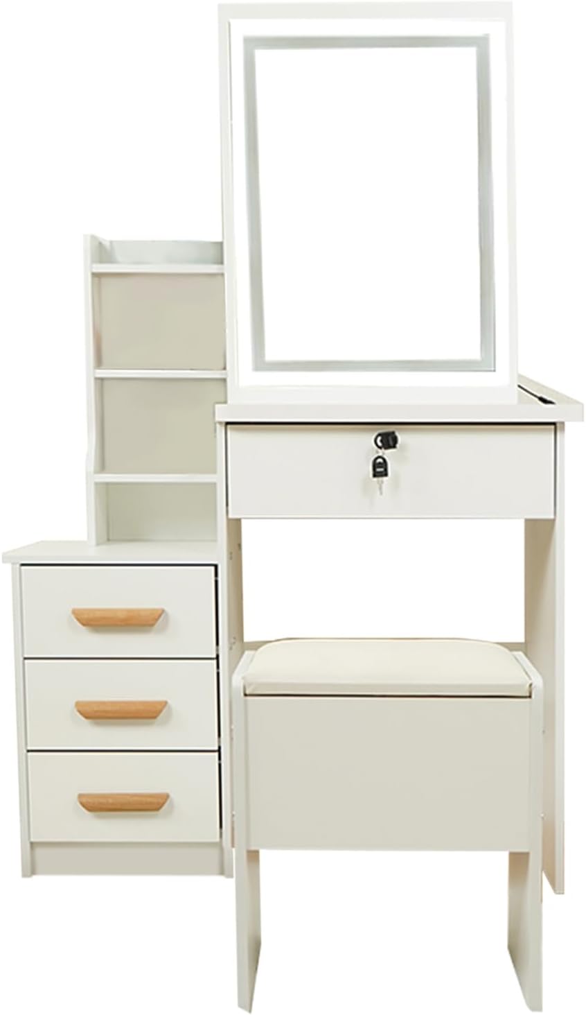 一面鏡ワイドミラー付き ドレッサー 120幅 ホワイト 一面鏡ワイドミラー付き ドレッサー 120幅 ホワイト ドレッサー鏡付き