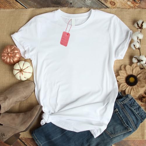 QUARKZMAN Preisschild Hohles Herz Beschriftbare Etiketten Display Label, 3,7 x 1,8 Zoll Rosa Anhänger für Kleidung Selbstgemachte Preisauszeichnung mit Nylonfaden 100er Set