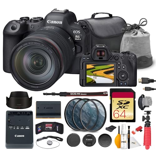 Image of Canon EOS R6 Mark II Mirrorless Camera with 24-105mm f /4L is USM Lens Bundle | 24.2MP Full-Frame Sensor, Dual Pixel AF II & 4K 60p Video | for Events & Hybrid Creators + 64GB Card + Bag + More