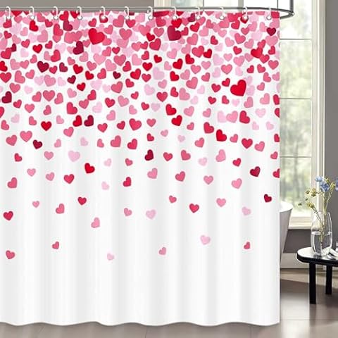 Valentine's Day Heart Shower Curtain Set Cover
