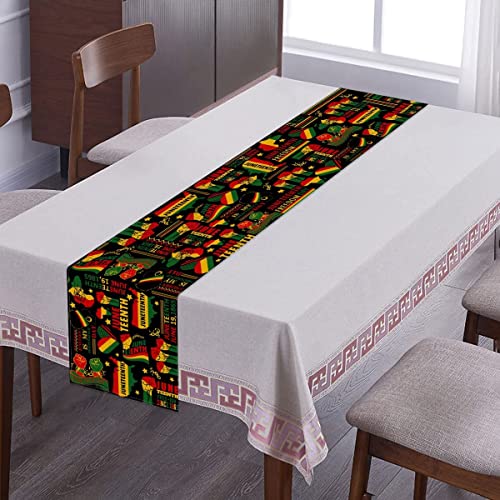 Juneteenth Table Runner 90 Inches Long Black Pride African American Festival Independence Day Freedom Black Liberation Holiday Party Kitchen Dining Table Decoration #TOP1