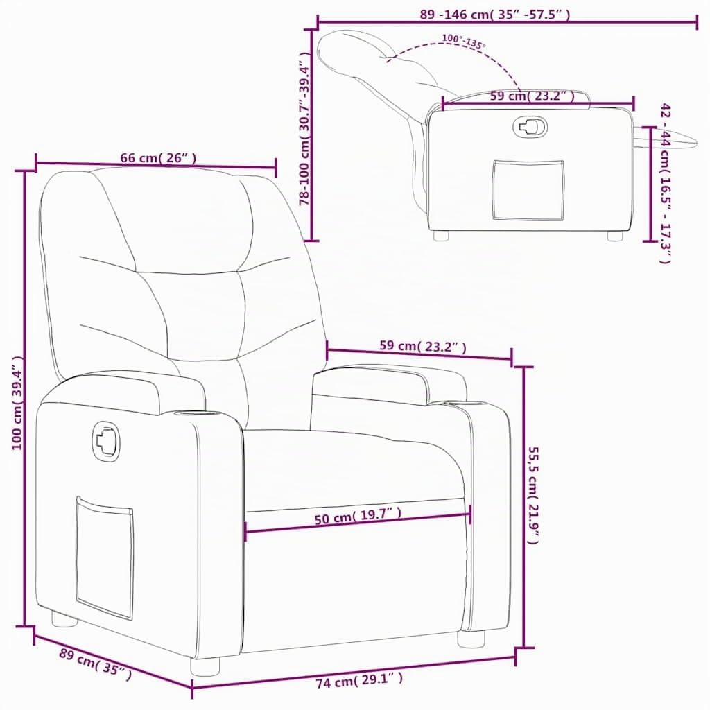 vidaXL Sillón Reclinable, Silla con Respaldo Reposabrazos, Sillón de Televisión Relax Descanso, Asiento para Salón Hogar, Tela Negro