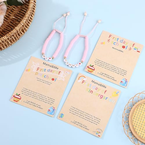 Image of First Day of Preschool Bracelet Back to School Gifts for Kindergarten / Preschool / School Gift Mama and Mini Adjustable Mother Daughter Bracelets as Supplies for Girls to Relieve Study Anxiety