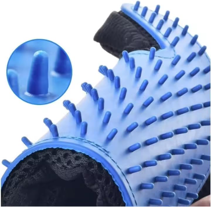 Image of Pet Grooming Gloves for Dogs & Cats (2 Pack) - Deshedding Hair Remover Mitts with Soft Silicone Massage Bristles - Dual-Sided Grooming & Bathing Gloves for Long & Short Hair Pets -