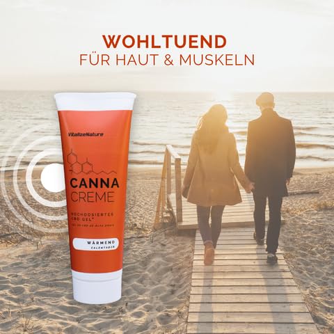 VitalizeNature CANNA CREME – Hochdosiertes CBD Gel 1425 mg – Wärmendes Muskel- & Gelenkgel mit CBD & Wärmextrakten – Unterstützt Beweglichkeit & Löst Verspannungen – 120 ml