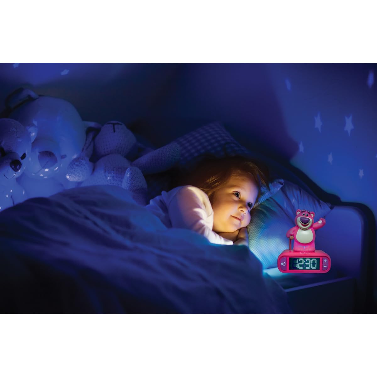 Lexibook, Disney Toy Story, Budzik nocna lampka Lotso, Postać świecąca, Efekty dźwiękowe, Wybór alarmów, Podświetlany ekran LCD, Funkcja drzemki, Fioletowy, RL800TS1LXB