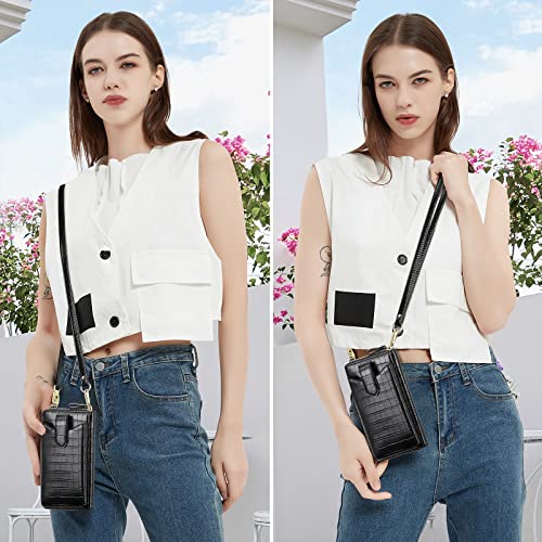 Image of Peacocktion RFID Crossbody Wallet Purse for Women Small Travel Cell Phone Purses Trendy Vegan Leather Bags with Card Slots