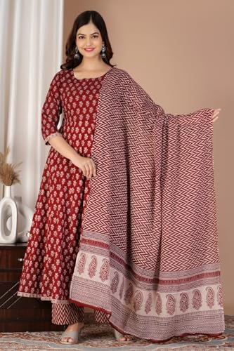 Image of Women Printed Floral Kurta and Pant Set with Dupatta