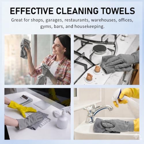 Image of Showstopper Microfiber Cleaning Cloth Roll, Reusable Tear Away Microfiber Towels,Washable, Ultra Absorbent, Rags Cleaning, Dishcloths, Cleaning Cloth for Car, Home or Kitchen. (Grey, 25cm X 25cm)