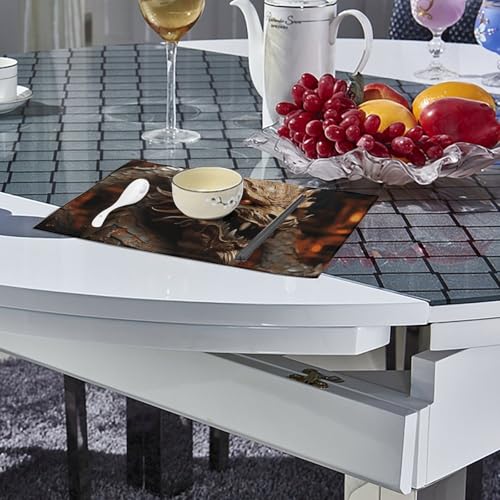 Sets de table lavables dragon doré rouge anti-tache toile - 5