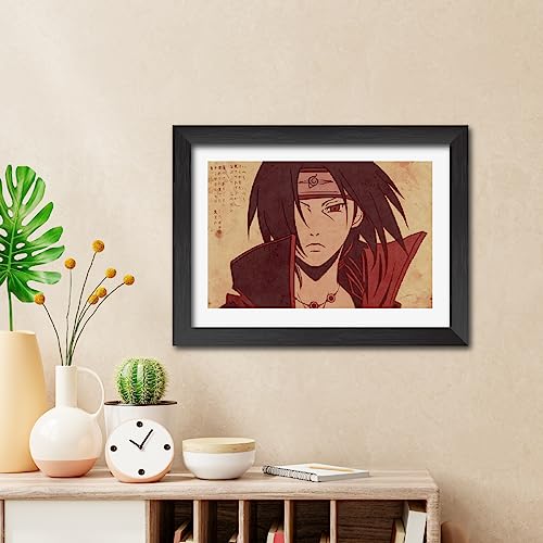 Image of TenorArts Itachi Uchiha Poster Naruto Anime Posters Laminated Photo Frame Painting with Matt Finish Black Textures (12inches x 9inches)