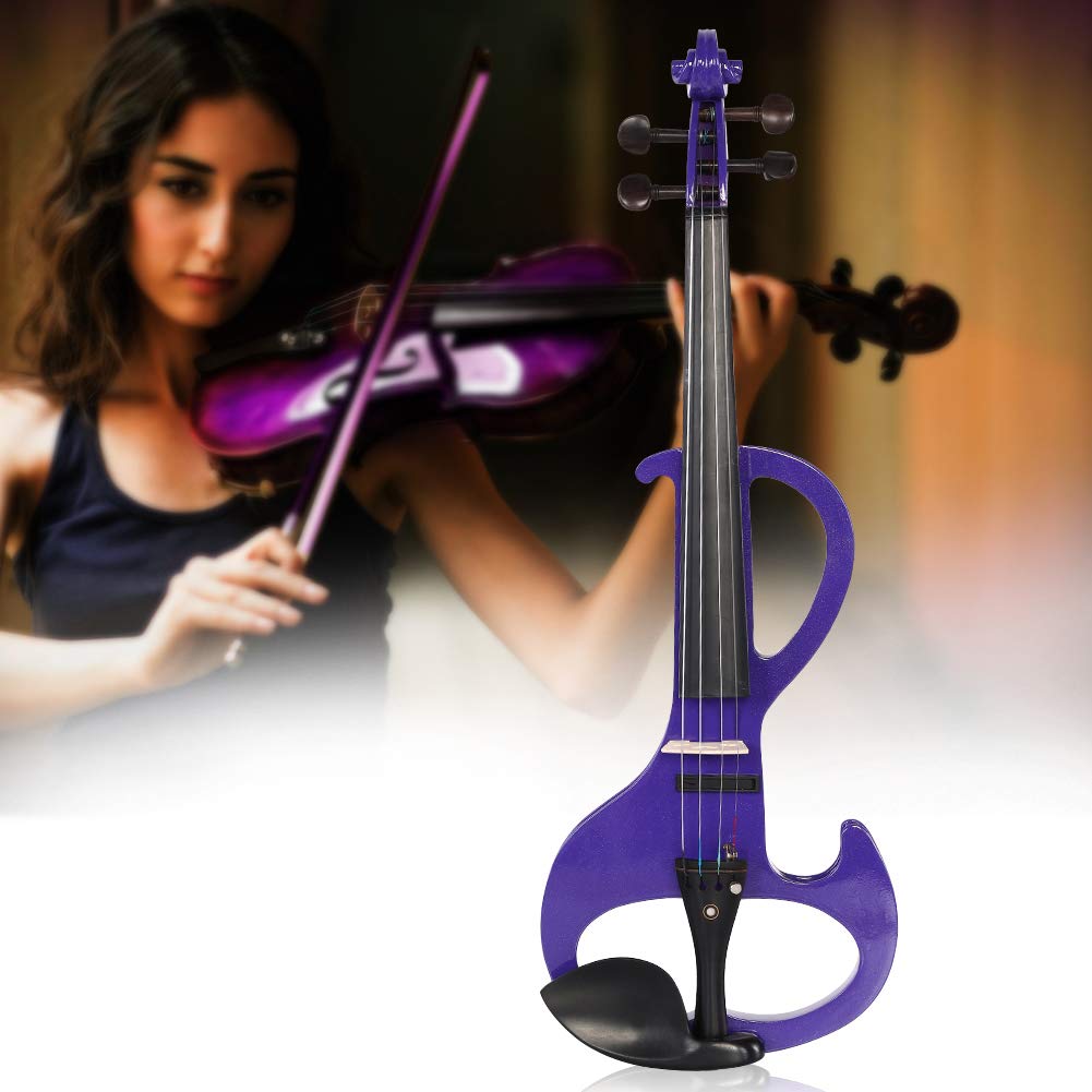 Nannday Electric Violin 4/4, Full Size le Violin Musical Instrument Gift for Students Kids Adults, with Case, Bow, Rosin, Shoulder Support, Earphone, Cable