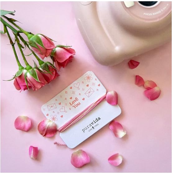 Pura Vida Bracelets Gift Love You Card Bracelet Stack for Women, Pink3