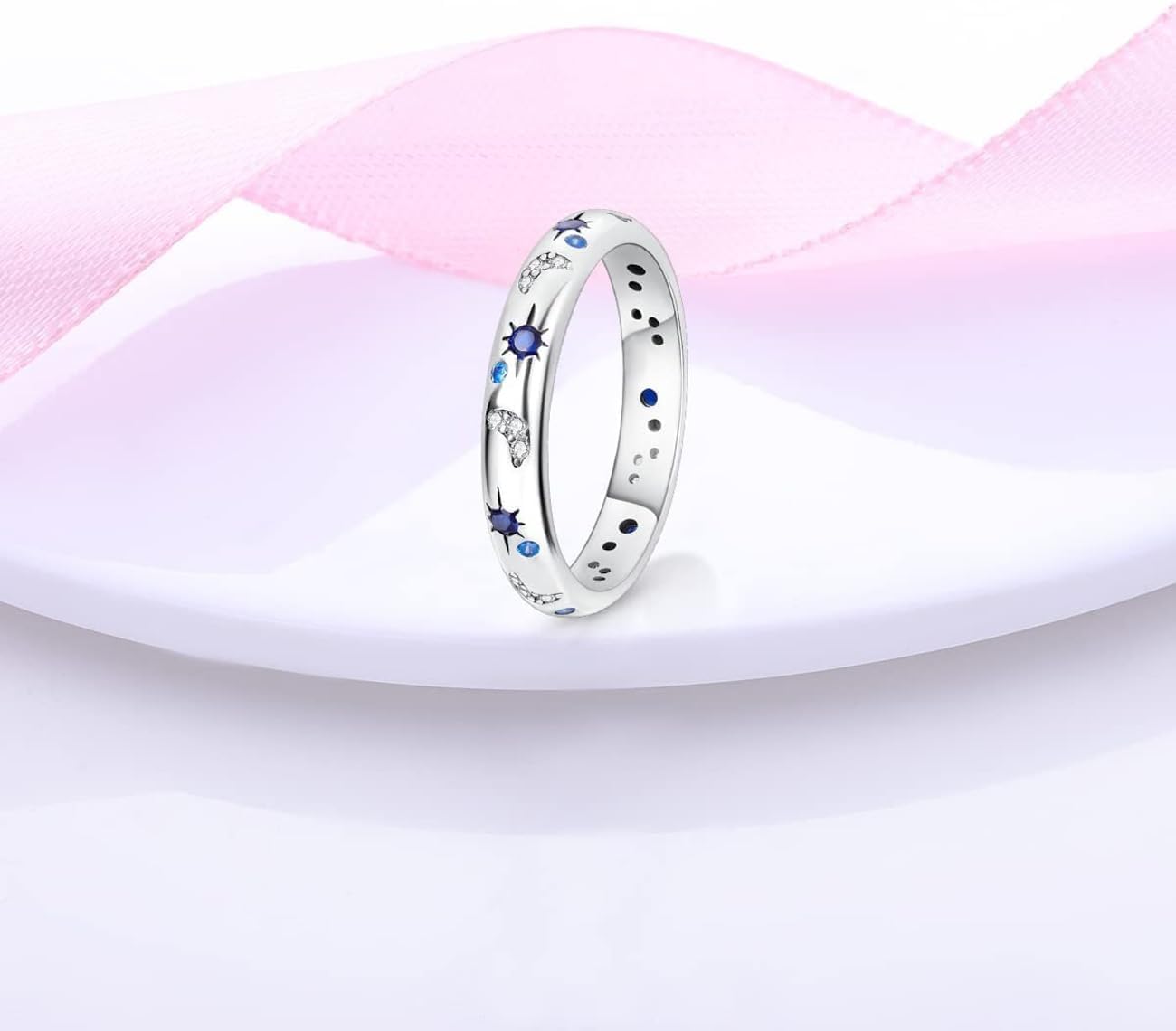 2 PCS Stackable Rings for Women and Men, Black and Silver Dual Tone, Modern Design Rings Band with Sparkling Inlays, Comfort Fit, Suitable for Daily Wear and Special Events