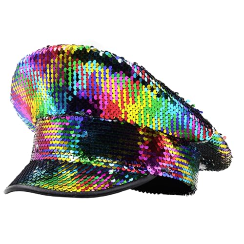 Chapeau disco brillant à sequins multicolores GALPADA pour femme
