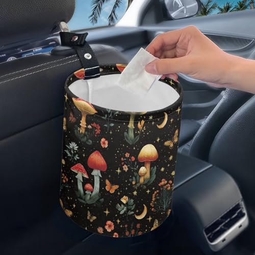 Image of Pensura Car Garbage Bag Collapsible Hanging Mushroom Butterfly Auto Trash Can for Front and Back Seats Car Organizer Auto Interior Accessory Universal Hanging Vehicle Garbage Can
