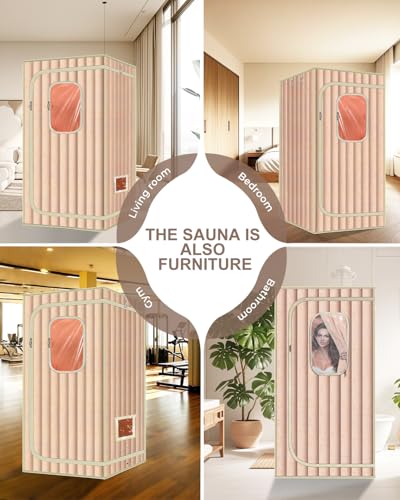 Bosynoy Personal Sauna Box for Home Without Steamer, Portable Sauna Box Insulated Locks in Heat, 1 Person Tent for Relaxation & Spa Comfort, 2.62FT x 2.62FT x 5.90FT, Warm Brown