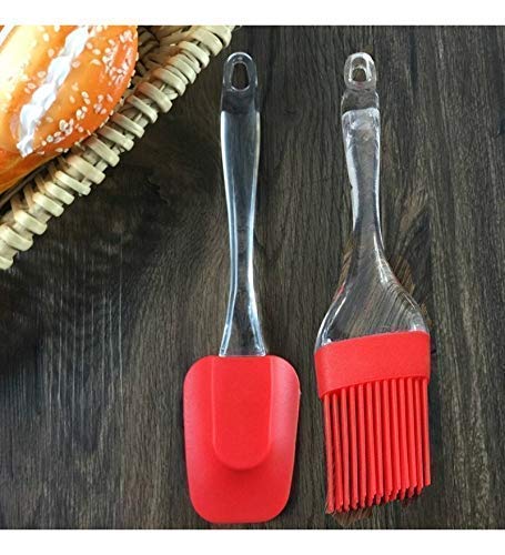 SEASPIRIT Silicone Spatula and Brush Set for Pastry, Cake Mixer, Silicon Oil Brush (Color Varies Based on Availability)