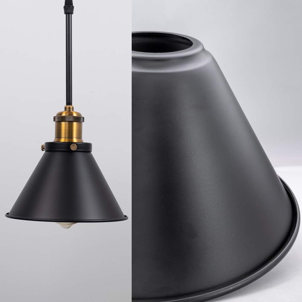 4-Pack 7.08" Industrial Vintage Metal Bulb Guard Iron Black Hanging Ceiling Cone DIY Light Shade Decorative Replacement Lamp Shade for Pendant Light Table Lamp Wall lamp Wall Sconce