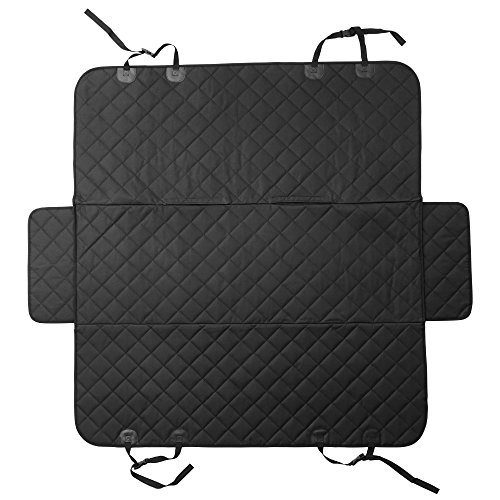 Image of Honest Dog Car Seat Covers with Side Flap, Pet Backseat Cover for Cars, Trucks, and Suv's - Waterproof & Nonslip-Luxury(Quilted) (61'' W x 64'' L, Black)