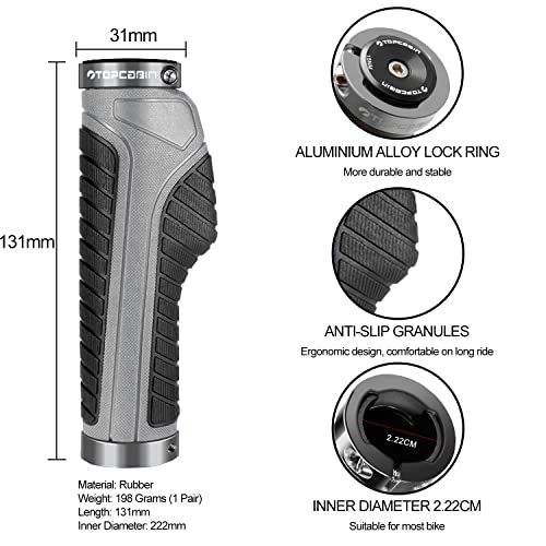 Image of TOPCABIN Ergonomic Bike Grips - Widen Holding Rubber Grips with Aluminum LockGrips for Mountain & Road Bikes