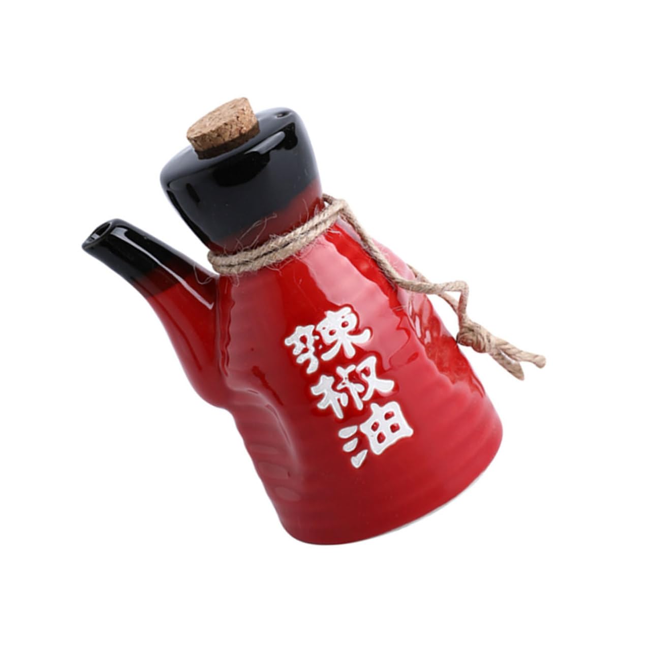 Distributore di salsa di soia in ceramica, bottiglia di salsa di soia in ceramica, serbatoio di olio in legno, bottiglia di distributore di olio for uso domestico(Red)