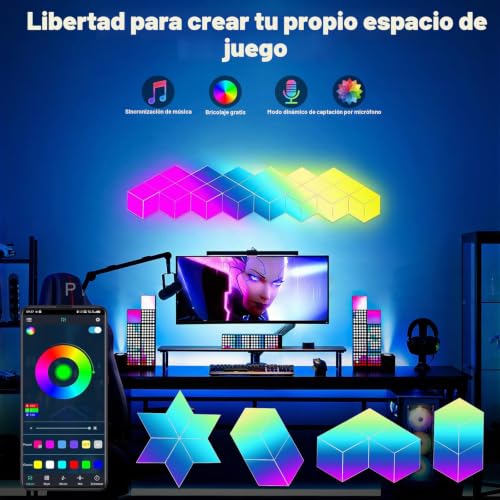 Lámpara de pared para eliminar la fatiga visual con luces LED gaming RGB y paneles inteligentes 2