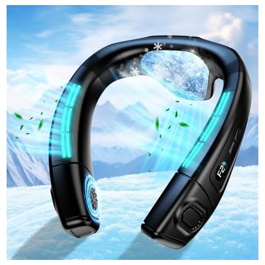Ventilador de Cuello Portatil Con Hielo Placa de Refrigeración Grande, Ventilador Pequeño Silencioso Aire Acondicionado Ponible 6000mAh USB Recargable, 360° Aire Frio Trasera para Viaje Playa Oficina