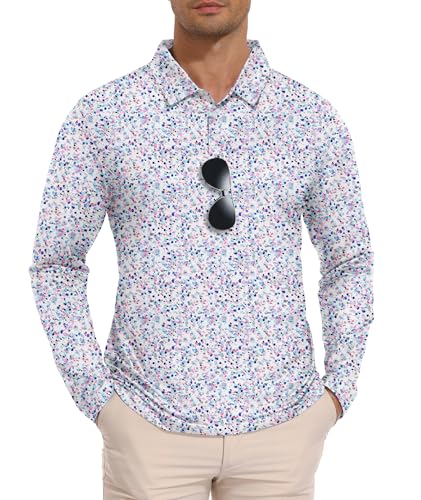 SWISSWELL Men's Printed UPF 50+ Golf Shirt