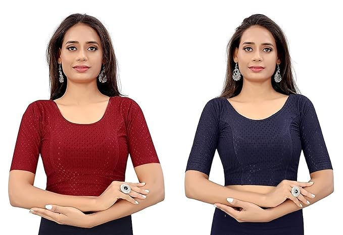 yukata Dobi Designer Half Sleeve Blouses for Women – Pack of 2, Free Size – Comfortable, Stylish, and Versatile Tops-picture-38