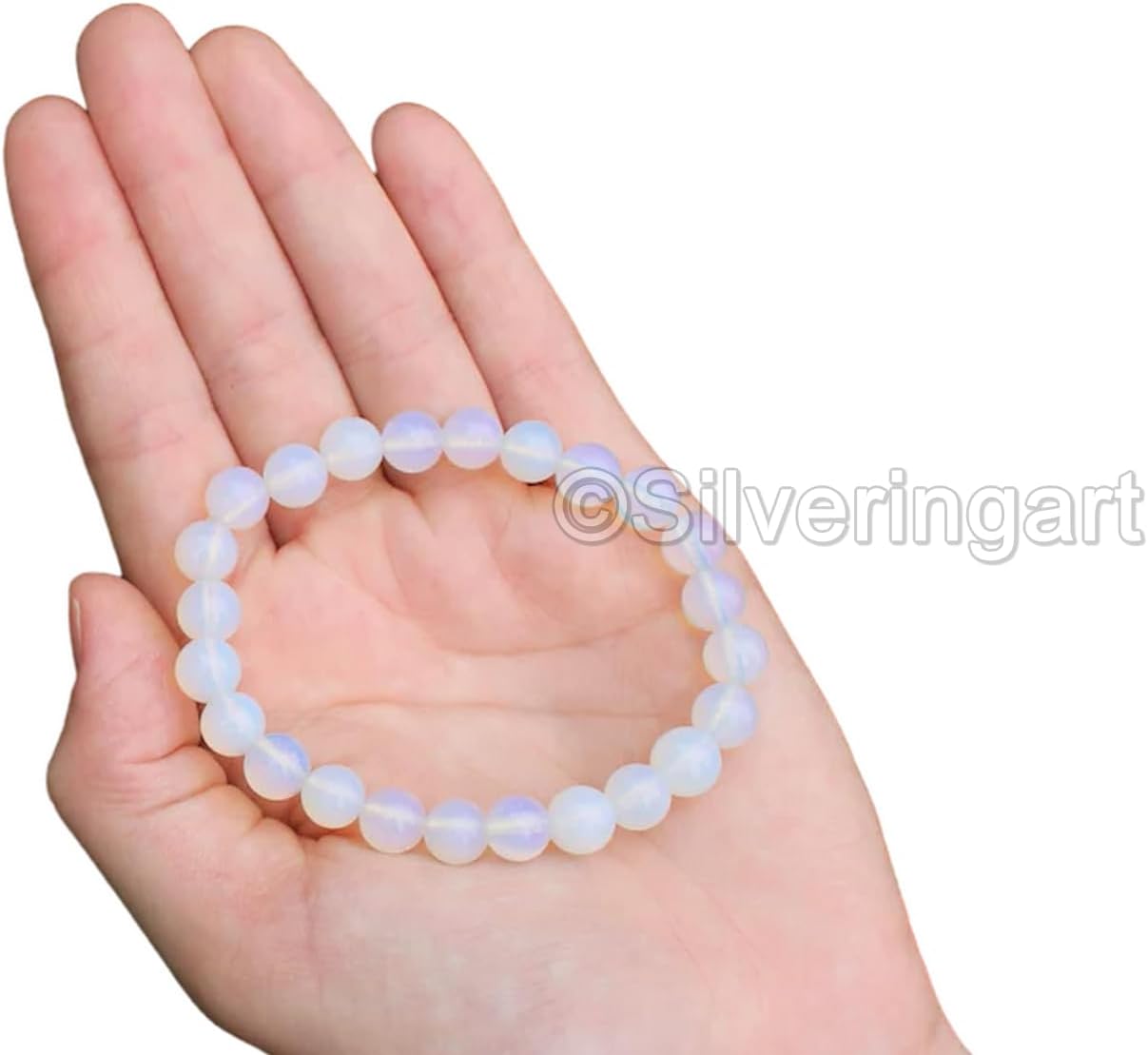 AAA Opalite Beads Bracelet, Natural Opalite Bracelet, Opalite October Birthstone, Genuine Beaded Stretch Bracelet, Unisex Jewelry, Christmas Gift, Mens Bracelet, Meditation Womens Bracelets