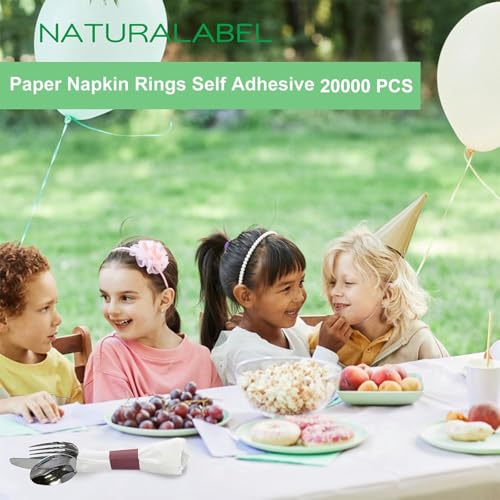 Image of NATURALABEL Bulk Pack of 20,000, Self-Adhesive Napkin Bands for Small Business, Restaurants, Events - 10 Boxes, 2000 per Box (Burgundy)