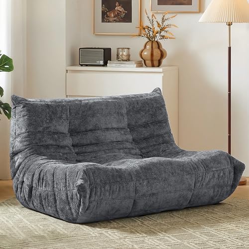 Image of HABUTWAY Giant Bean Bag Chairs Loveseat for Adults,2 Seater,Grey