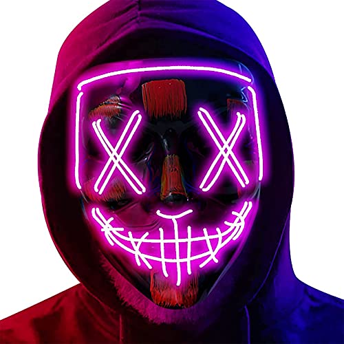 Máscara assustadora de LED de Halloween para festivais, cosplay, fantasia de Halloween, festas de má