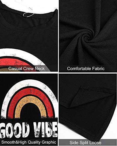 LAISHEN Womens Good Vibes Shirt Graphic Tees Rainbow Print Blessed Humorous T Shirt Informal Free Match Tops 6 51TwZDJNPCL. AC