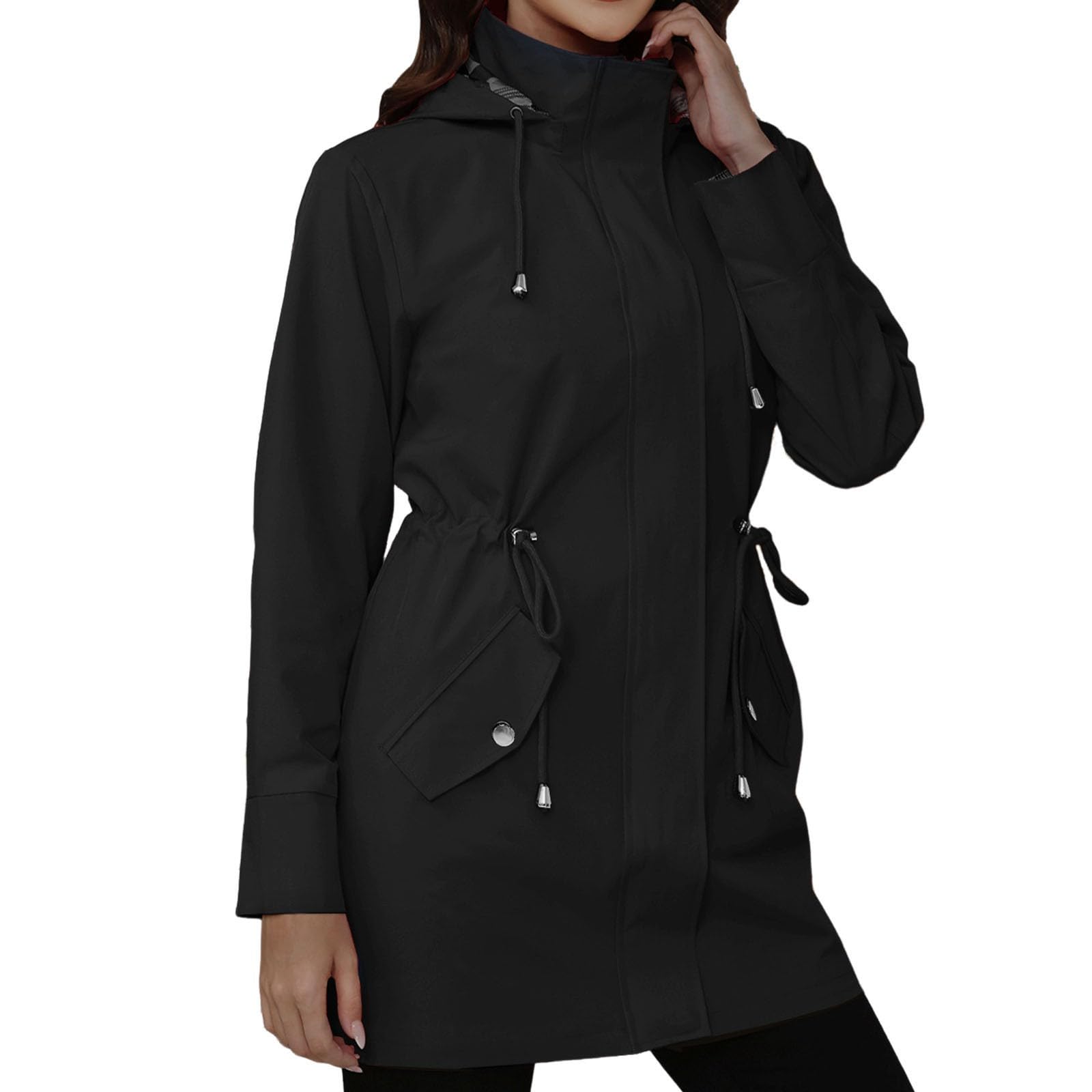 Giacca Con Cappuccio Snellente E Casual Per Donna Cerata Scooter Pioggia Impermeabile Moto Giacche Softshell Alpinismo Nero Da Corsa Trekking Antipioggia Sportiva Invernale Canadian Soft
