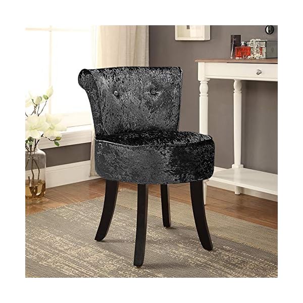 Padded Dressing Table Stool, Vanity Chair with Rubber Black Wood Legs Comfortable Makeup Stool Dressing Chair Fabric Dressing Table Chair With High Back,Makeup Vanity Stool For Guest Room Hall 48*52.5*62CM - Image 9