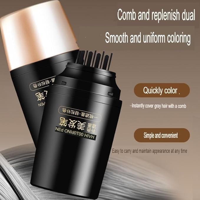 SWIREUK Professional Hair Dye Stick 2-in-1 Waterproof & Sweatproof Hair Color Pen Stick, Instant Black Root Touch Up Pen for White Hair Coverage, Portable Hair Dye Brush for Men & Women (Black) 1