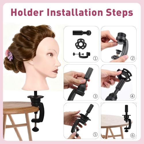 Image of Mannequin Head with 90% Human Real Hair, Cenoz 26 inch Hairdresser Cosmetology Training Head with Stand and Tool, Manikin Training Practice Head, Doll Head for Hair Styling (Golden)