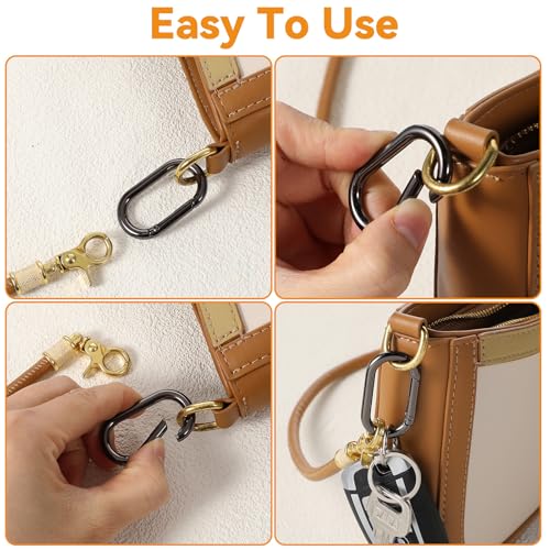 2 Stück Ovaler Karabiner Schlüsselanhänger,Schwarz Zinklegierung Schlüsselanhänger,Langlebig Schlüsselanhänger-Clip für Rucksack,Brieftasche und Schlüssel