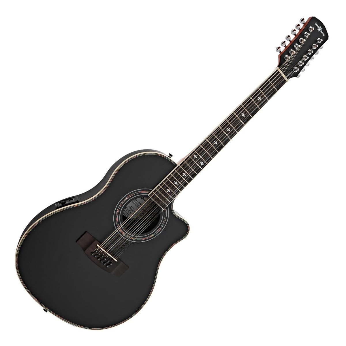 Chitarra elettroacustica a 12 corde Roundback di Gear4music, nero | Accordatore e controlli tono integrati, corpo ABS roundback per comfort e proiezione, suono iconico 12 corde