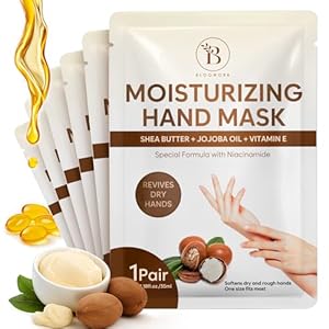 Repairing Hand Mask for Dry Cracked Hands, Hand Masks with Shea Butter, Jojoba Oil & Vitamin E, Moisturizing Gloves, Skin Care Gifts for Women & Men, Self Care Gifts for Women (6 Pairs)