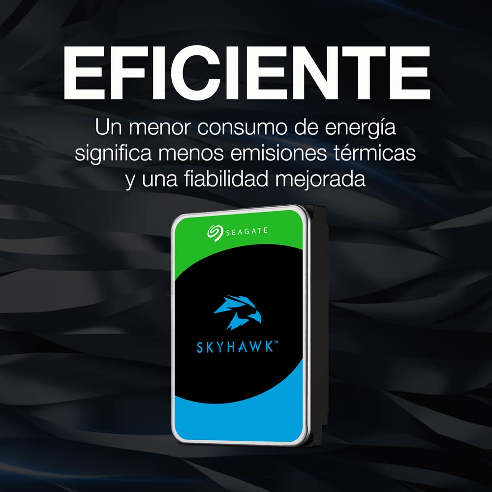Seagate SkyHawk, 3 TB, Disco Duro Interno De Vigilancia, HDD, 3,5" SATA 6 GB/s, Caché de 64 MB, DVR, Sistema de cámaras de seguridad NVR y 3 años de servicios Rescue (ST3000VX010)