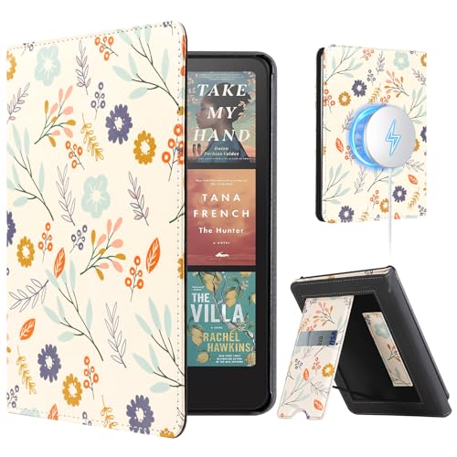 Image of CoBak Stand Case for 7 inch Kindle Paperwhite 12th Gen 2024 and Kindle Colorsoft with Hand Strap - Compatible with iPhone MagSafe, for Samsung /Belkin /Anker Wireless Charging Pads, Durable, Auto Sleep Wake