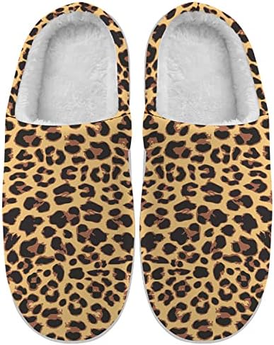 ocmogic Mens Womens Leopard Slippers Leopard Cheetah Print Animal Skin Slippers Memory Foam House Shoes Winter Slide Sandas Gifts for Women Men,Size 14-15 Women/12-13 Men