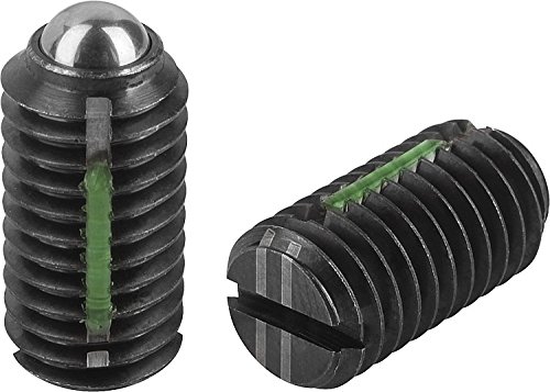 Kipp 03001-204 Steel Spring Plungers with Heavy End Pressure, Long-Lok, Ball Style, Slotted, Metric, Black Oxide Finish, M4 Thread (Pack of 10)